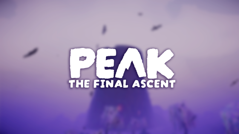 PEAK 最後の大型アップデート THE FINAL ASCENTの公式キービジュアル。紫の霧に包まれた不気味な塔